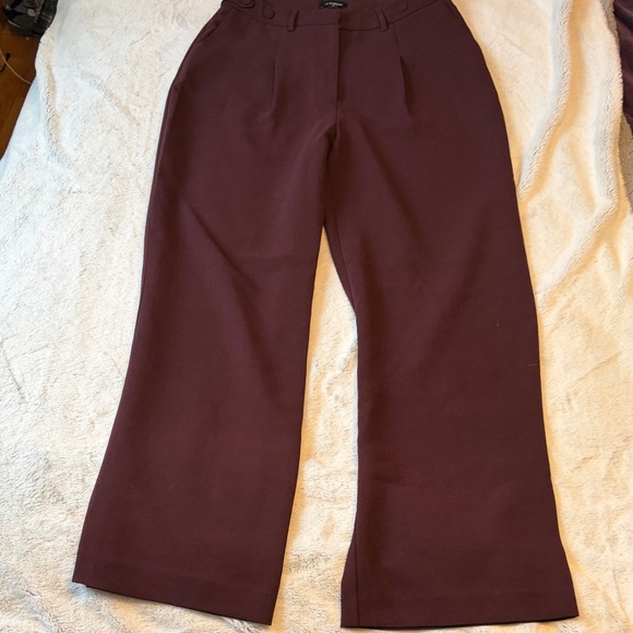 Elegant Wine Women's Wide-Leg Pants - Picture 2 of 11